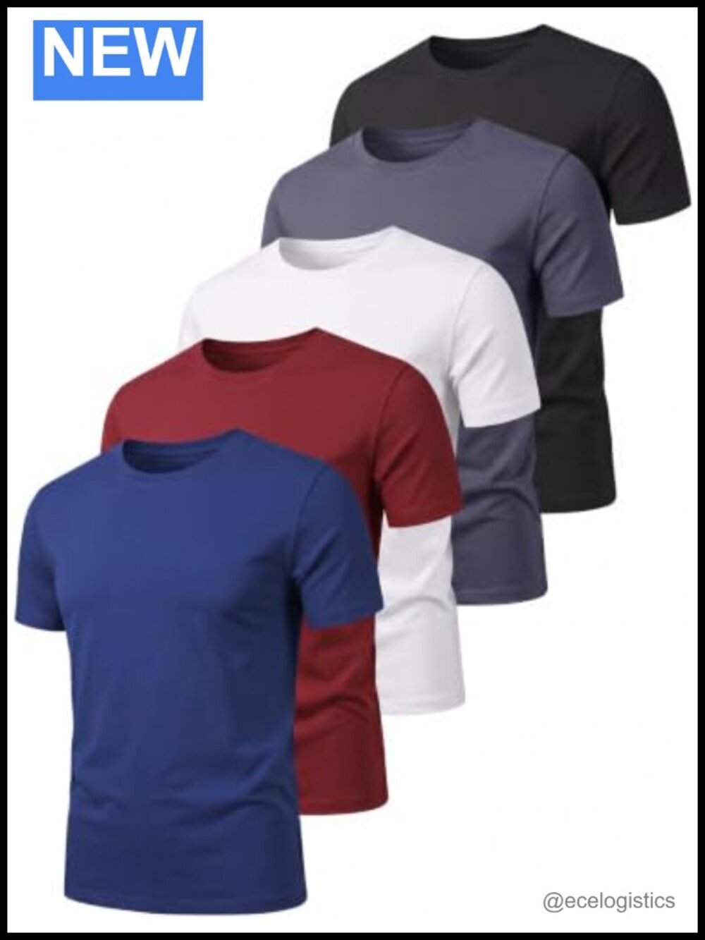 5 Pack Men's Quick Dry Crew Neck T-Shirt Active Workout Top